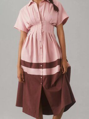 new ANTHROPOLOGIE EXQUISE TOBIE button front poplin dress m